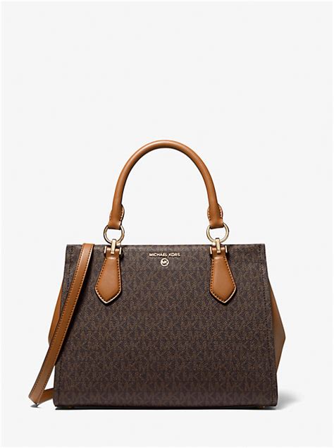 michael kors marilyn medium logo satchel|michael kors manhattan contrast trim.